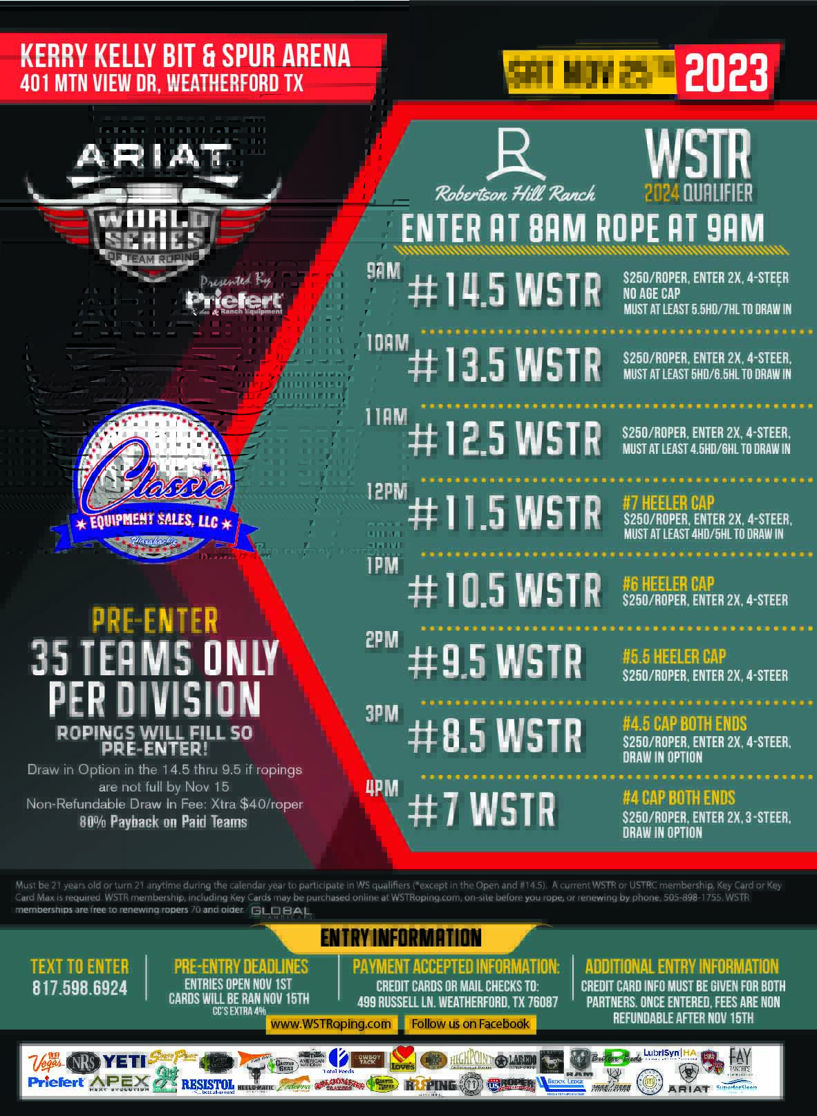 Calendar World Series of Team Roping